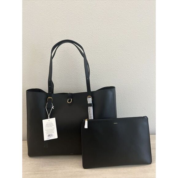 FOSSIL Womens Kier Cactus XL Leather Tote w/Removable Case Black ZB1615001 - Picture 5 of 16